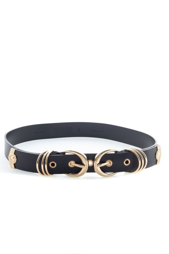 VERSACE JEANS COUTURE Cintura doppia fibbia pelle nero/oro BF11 71447-899
