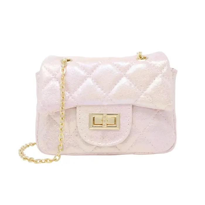 Classic Metallic Rainbow Mini Bag-Pearl