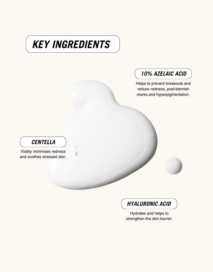 A texture image of Cloud Milk serum together with communication around the key ingrediends of the product.