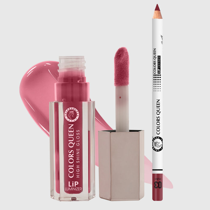 Colors Queen Lip Luminizer Gloss & Lip Liner Combo Pack Of 2 Highly Pigmented