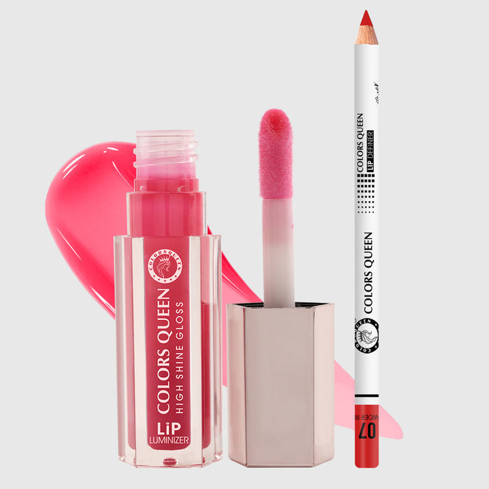 Colors Queen Lip Luminizer Gloss & Lip Liner Combo Pack Of 2 Highly Pigmented