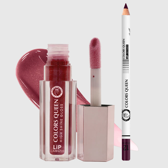 Colors Queen Lip Luminizer Gloss & Lip Liner Combo Pack Of 2 Highly Pigmented