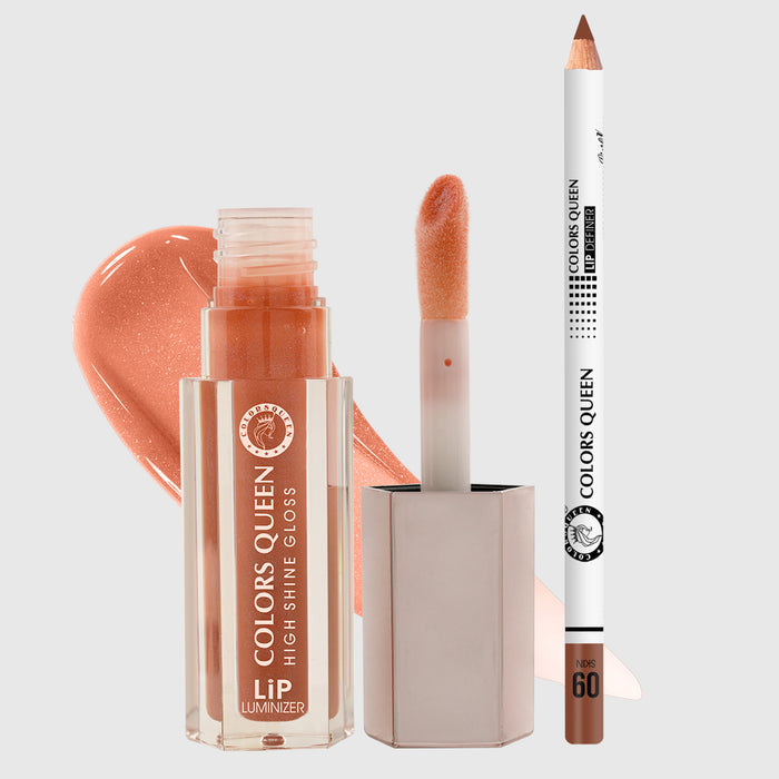 Colors Queen Lip Luminizer Gloss & Lip Liner Combo Pack Of 2 Highly Pigmented