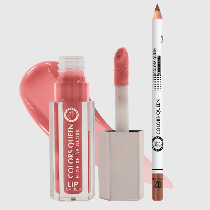Colors Queen Lip Luminizer Gloss & Lip Liner Combo Pack Of 2 Highly Pigmented
