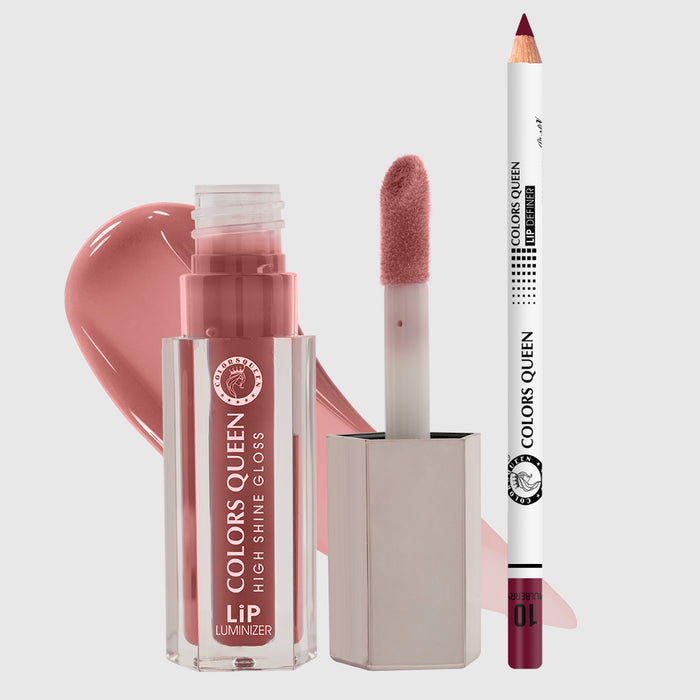 Colors Queen Lip Luminizer Gloss & Lip Liner Combo Pack Of 2 Highly Pigmented