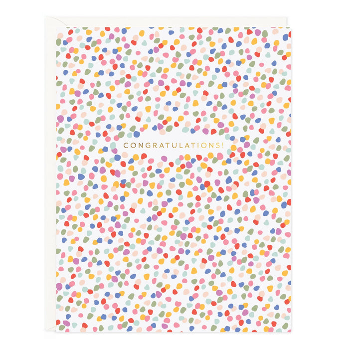 Congrats dots card with colorful polka dots and "CONGRATULATIONS!" message