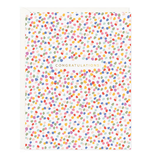 Congrats dots card with colorful polka dots and "CONGRATULATIONS!" message