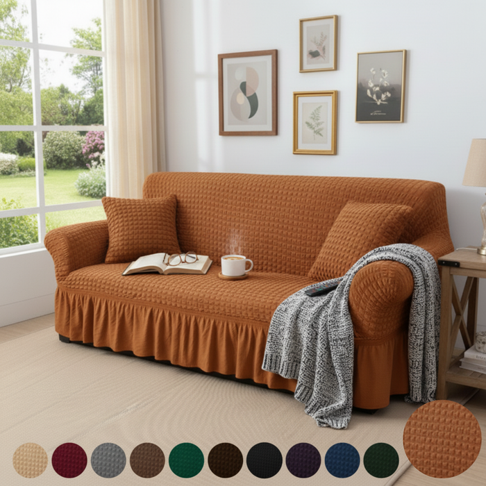 Copper Brown Fitted Bubble Sofa Cover