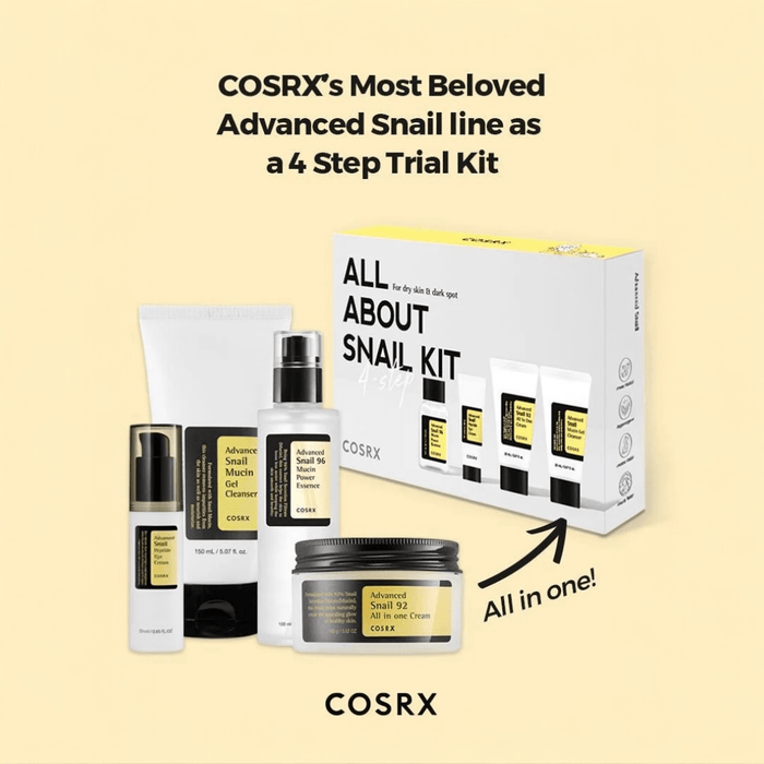 Cosrx All About Snail Kit (4pcs) مجموعة كوسركس الشاملة عن الحلزون - Princess Cosmetics Qatar