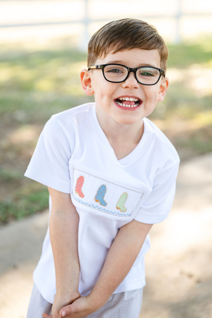 Cowboy Boots Smocked Beau T-Shirt/Shorts Set