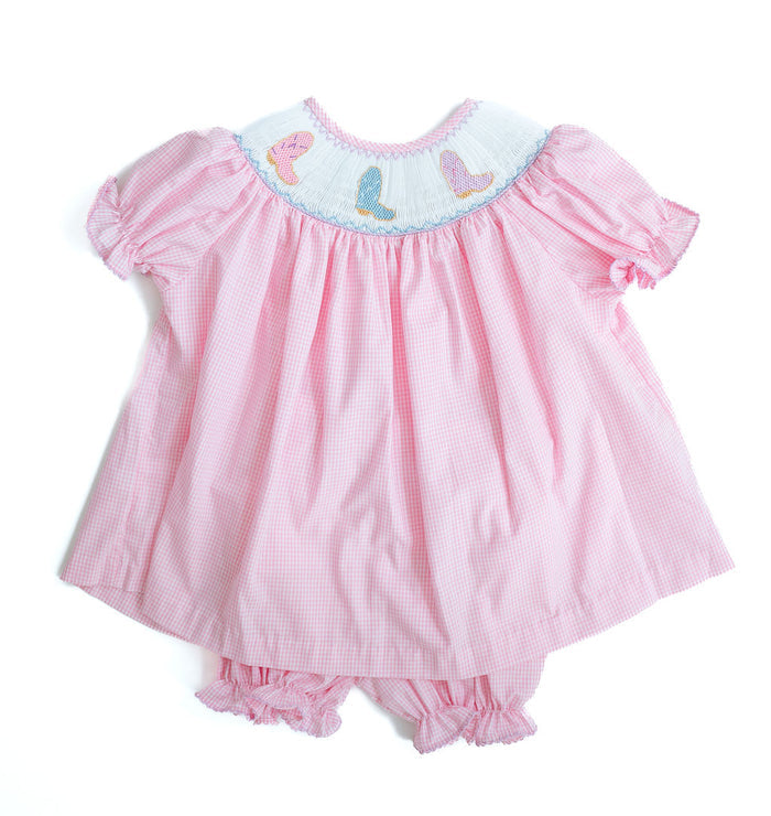 Cowgirl Boots Smocked Annabelle Bloomer Set