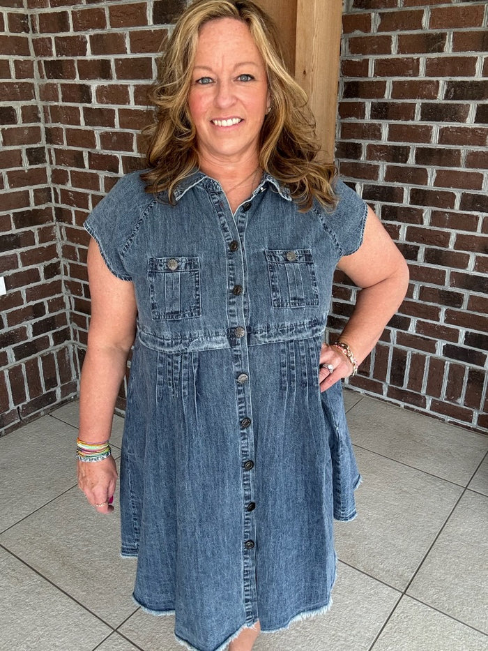 Cozy Co. Denim Button Down Mini Dress