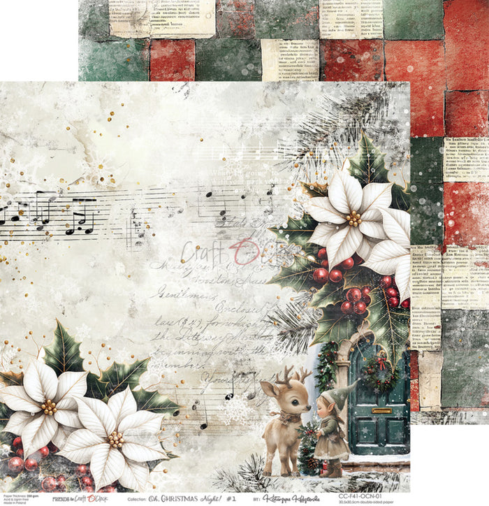 Craft O'Clock - 12X12 Paper Pad - Oh Christmas Night. Available at Embellish away located in Bowmanville Ontario Canada.