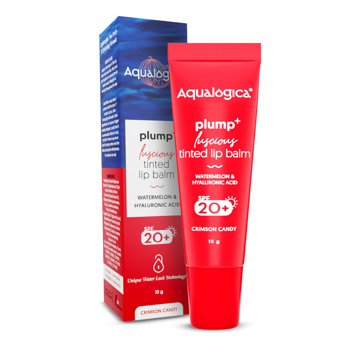 Crimson Candy Plump+ Luscious Tinted SPF 20+ Lip Balm with Watermelon & Hyaluronic Acid - 10g