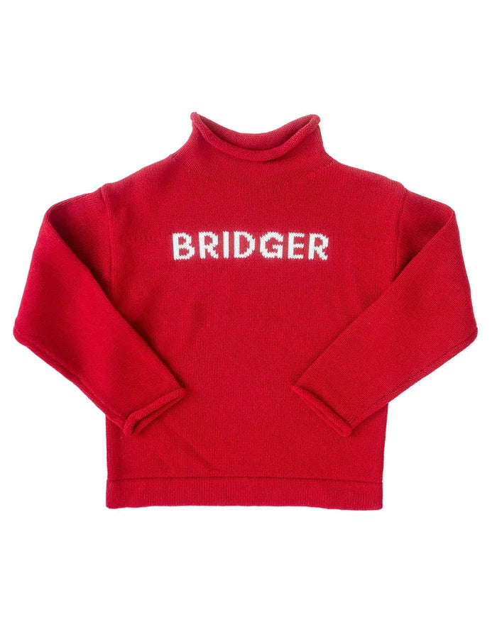 Red personalized sweater for kids
