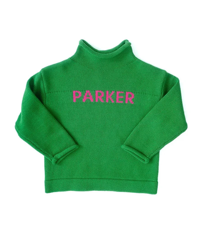 Green personalized sweater for kids