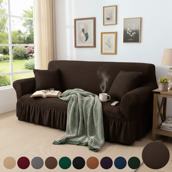 Dark Brown Fitted Bubble Sofa Cover