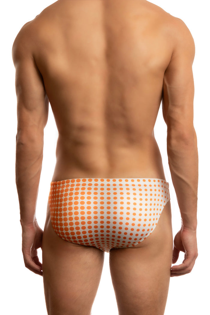 Jack Adams USA Dot Matrix 1" Swim Racer in orange  - premium,  fashionable and fun swimsuits, swim briefs, swim trunks and swim bikinis