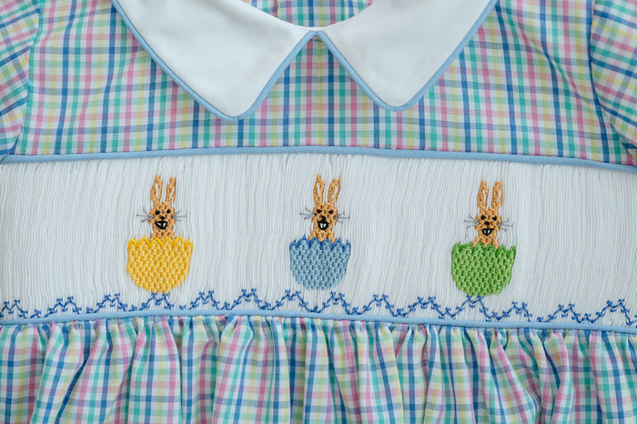 Easter Bunny in Eggs Smocked Henry Bubble