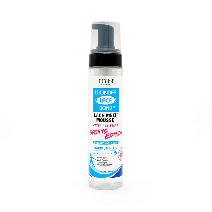 EBIN Wonder Lace Bond lace melt mousse for wigs in clear pump bottle sports edition water resistant maximum hold