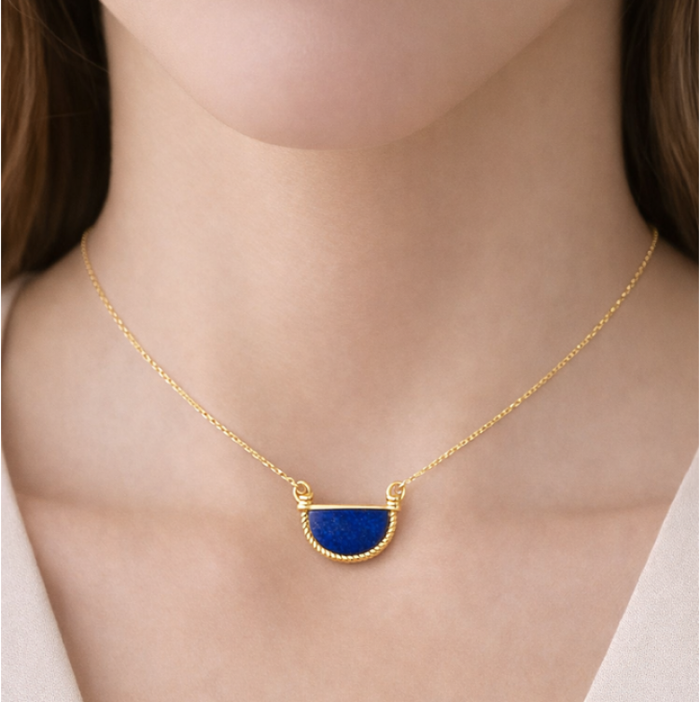 Eclipse Sterling Silver Gold Lapis Lauli Pendant