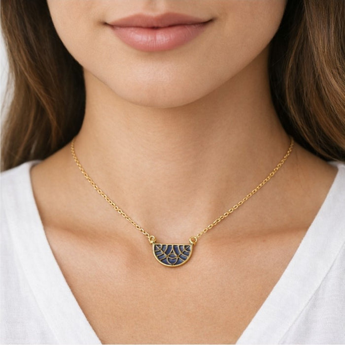 Eclipse Sterling Silver Gold Lapis Lauli Pendant