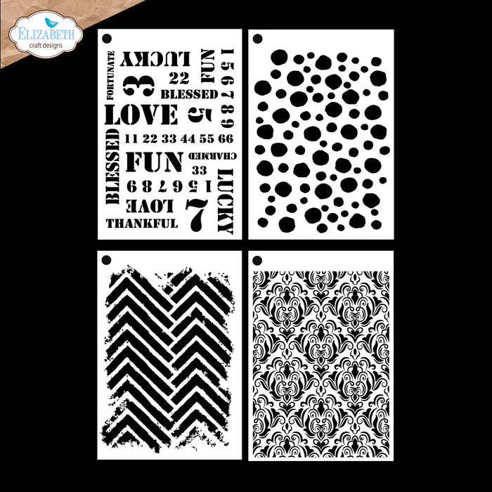 Elizabeth Craft - Stencil - Journal Stencils 11. Measuring approx. 5.9" x 8.7". Available at Embellish Away in Bowmanville Ontario Canada.