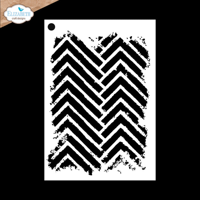 Elizabeth Craft - Stencil - Journal Stencils 11. Measuring approx. 5.9" x 8.7". Available at Embellish Away in Bowmanville Ontario Canada. Chevron shape distressed.