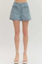 Entro Horsebit Detail High Waisted Shorts