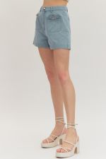 Entro Horsebit Detail High Waisted Shorts