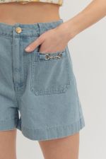 Entro Horsebit Detail High Waisted Shorts