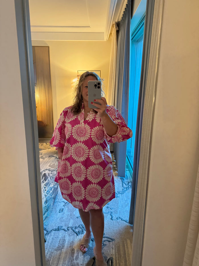Entro Printed Bracelet Sleeve Mini Dress