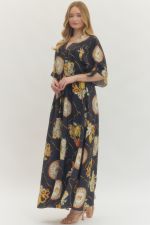 Entro Printed Button Front Maxi Dress