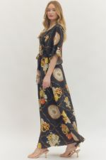Entro Printed Button Front Maxi Dress