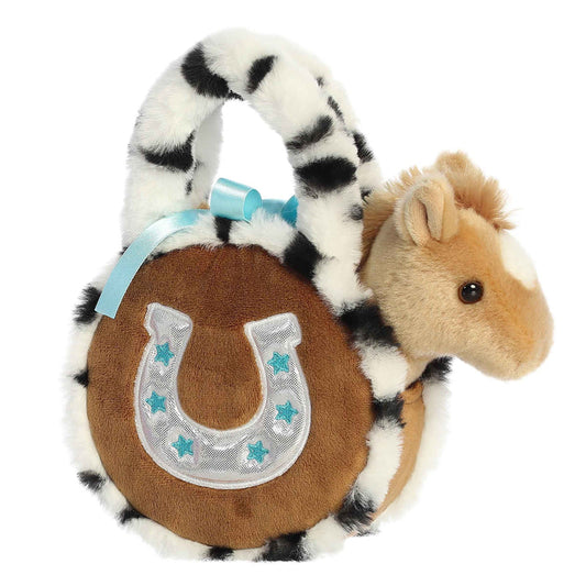 Fancy Pals Brown Horse Plush in Horseshoe Purse