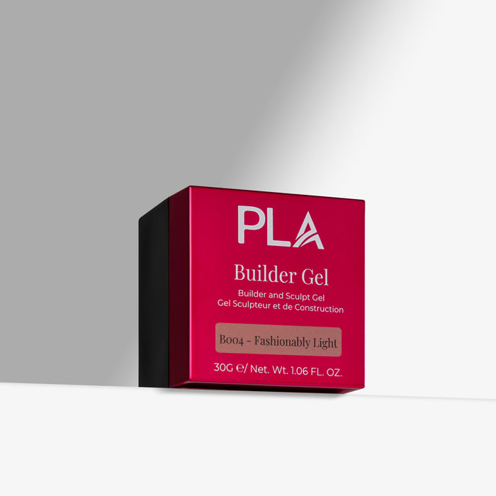 Pink box of PLA Builder Gel on a gray background