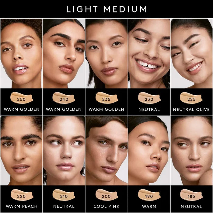 Fenty Beauty Soft’Lit Hydrating Longwear Foundation in various shades, close-up of the new in box product with sleek packaging