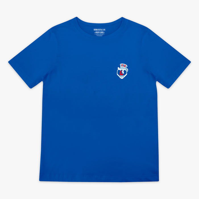 Blue 4th of July youth tee, Baseball Lifestyle 101