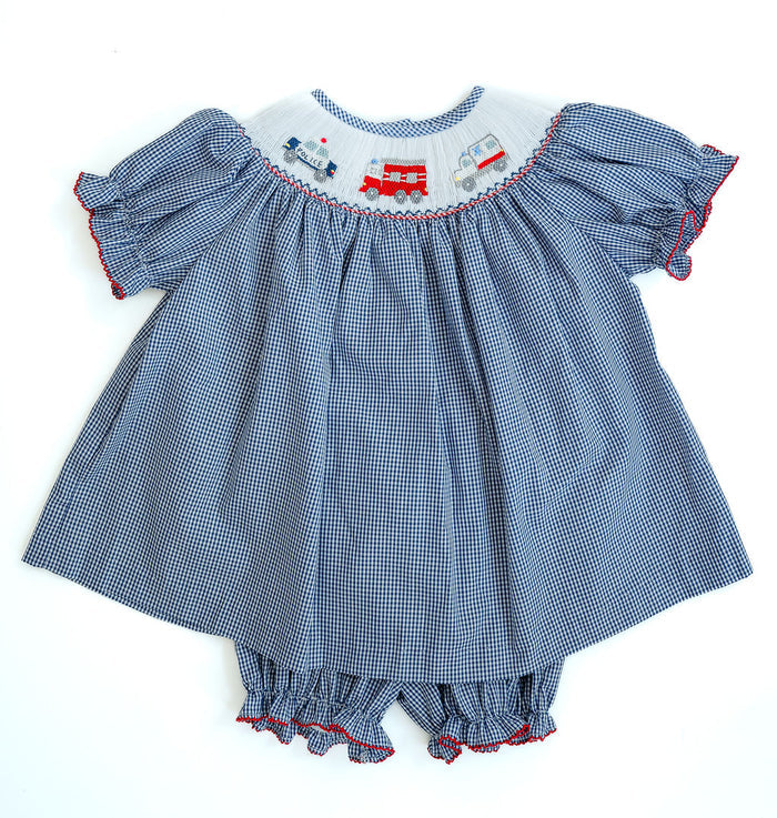 First Responders Smocked Annabelle Bloomer Set