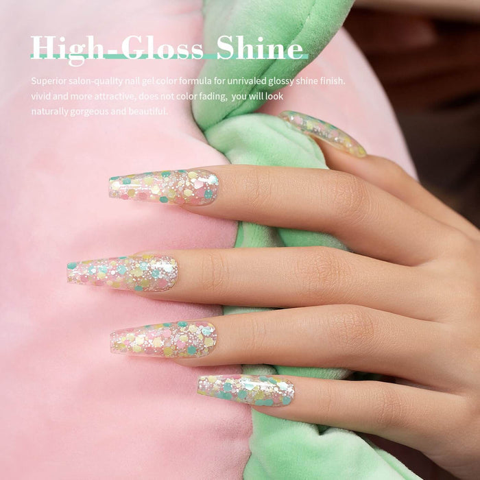 RARJSM ® Spring Colorful Big Flakes Diamond Glitter Gel Nail Polish