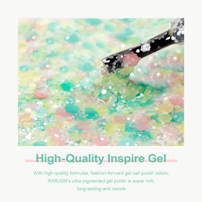 RARJSM ® Spring Colorful Big Flakes Diamond Glitter Gel Nail Polish