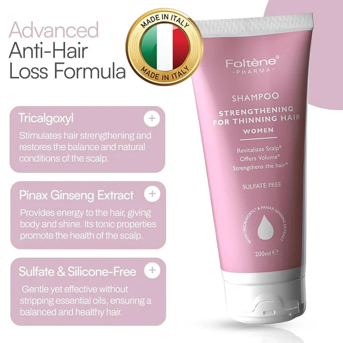 Foltene Pharma Strengthening for Thinning Hair Women Shampoo - Advanced Anti-Hair