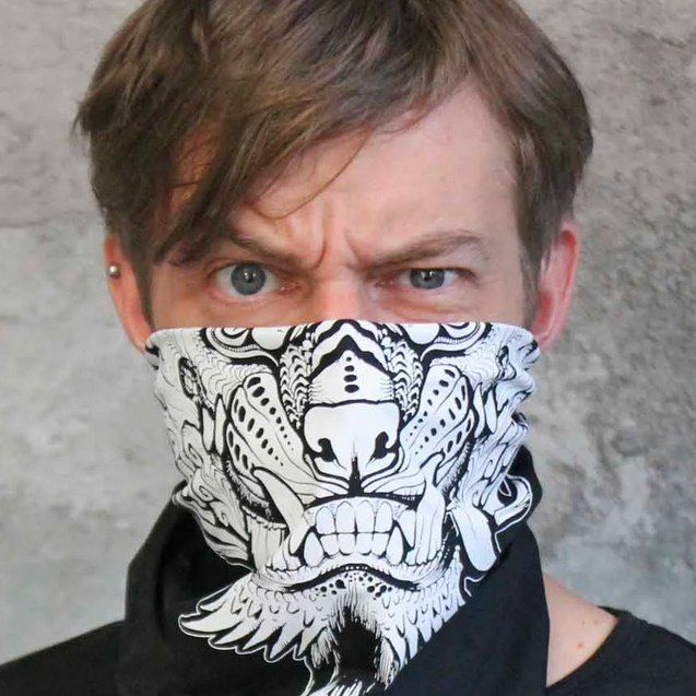 FOO DOG LION BANDANA -GOLD OR WHITE-