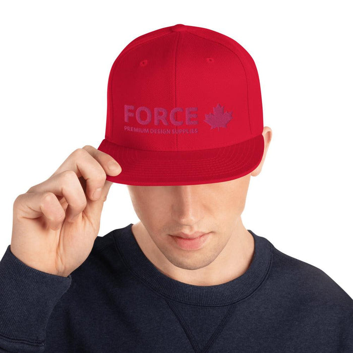 FORCE 3D Puff Embroidery Snapback Hat Red - Billyforce Shop