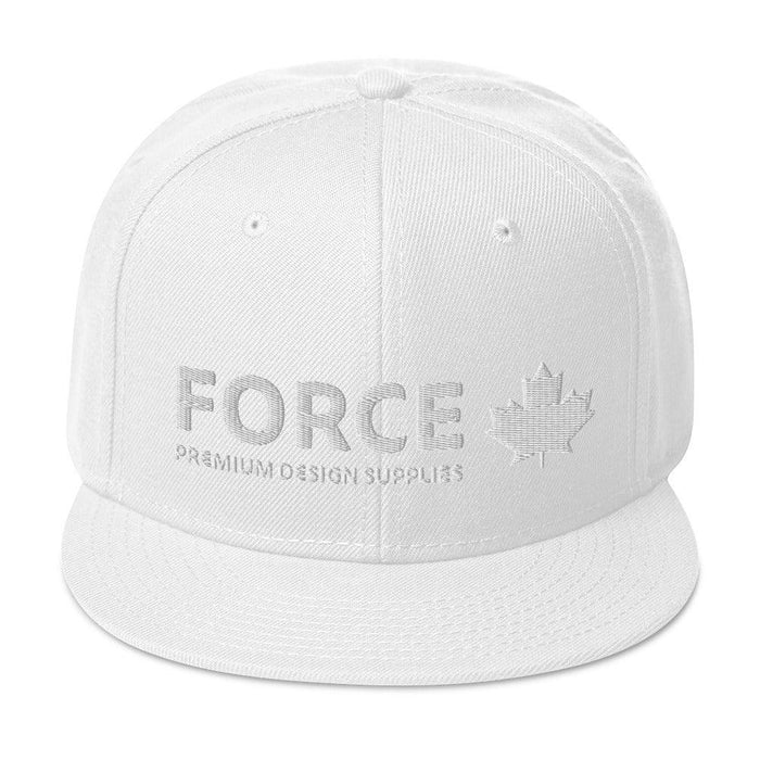FORCE 3D Puff Embroidery Snapback Hat White - Billyforce Shop