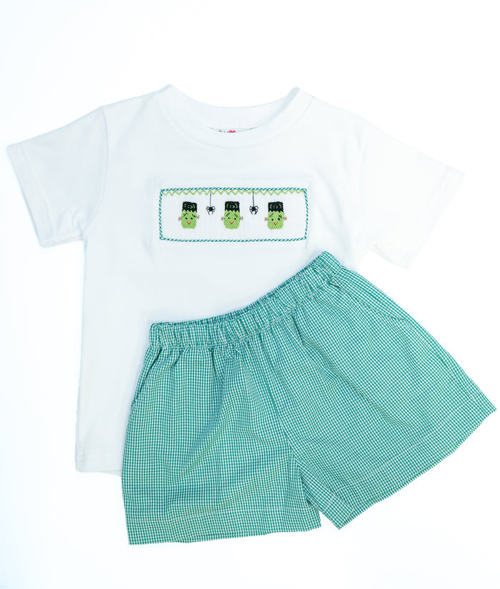 Frankenstein Smocked Beau T-Shirt/Shorts Set