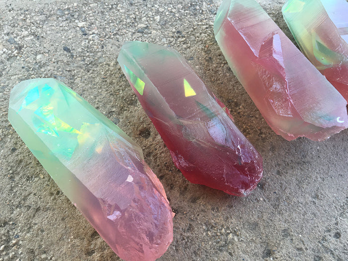 GARDEN CRYSTAL- CAST URETHANE GLOW IN THE DARK- IRIDESCENTS ( REDS )