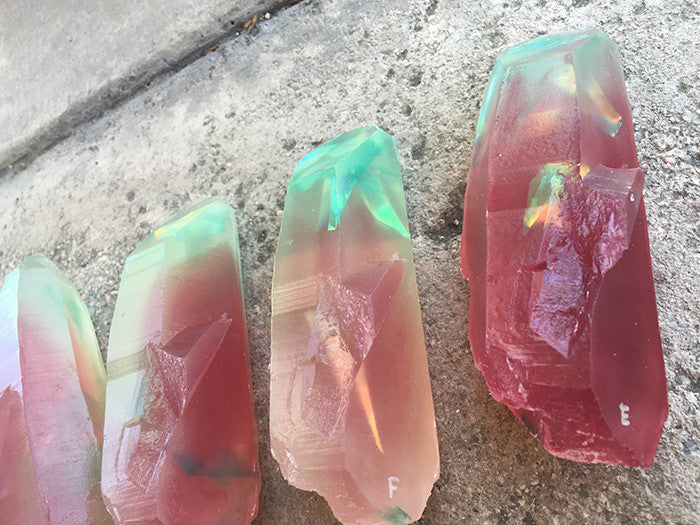 GARDEN CRYSTAL- CAST URETHANE GLOW IN THE DARK- IRIDESCENTS ( REDS )