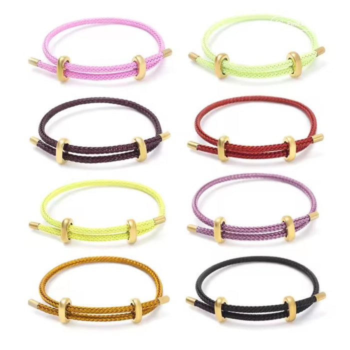 Genuine 4mm Braided Stainless Steel Bracelet – Gold‑Tone Accents