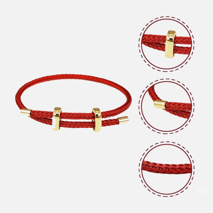 Genuine 4mm Braided Stainless Steel Bracelet – Gold‑Tone Accents